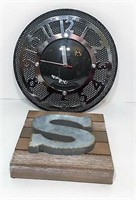 Decorative Wall Art - clock & mounted letter