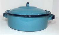 Blue Granite Ware Pot & Lid