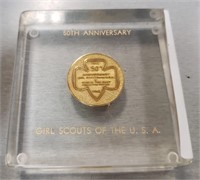 50TH ANNIV. VTG GIRL SCOUT LUCITE PAPERWEIGHT