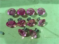 10 pink glass knobs