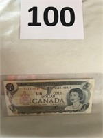 1973  one dollar bill uncirculated.