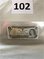 1973 bank of canada one dollar bill.