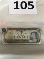 1973 bank of canada one dollar bill.