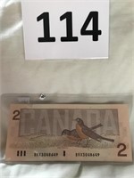 1986 bank of canada two dollar bill.