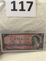 1954 bank of canada  two dollar bill.