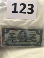 1937 Canada one dollar bill