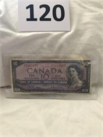 1954 bank of canada ten dollar bill.