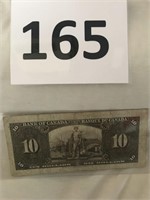 1937 Bank of Canada $10 bill .
