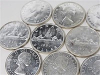(Qty - 10) 1960 Canadian Silver Dollars-