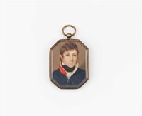 Hand painted portrait miniature of a young man