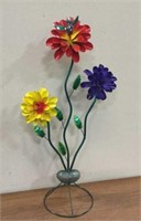 Tall Colorful Flower Stand w/ Hummingbird