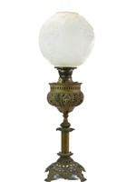 Glass and Brass Banquet Lamp Electric