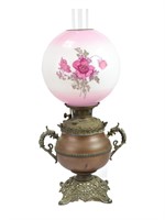 Gone With The Wind Brass & Glass Oil Lamp