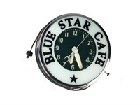 Vintage Neon Diner Blue Star Cafe Clock