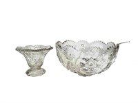 Pressed Glass Punch Bowl & Ladle