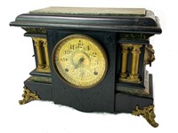Wooden Faux Marble Mantle Clock