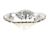 Silver Overlay Clear Glass Serving Bowl