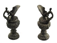 Pair of Victorian Cast Metal Pitchers/Urn