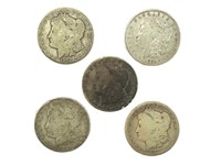 5 Morgan Silver Dollars
