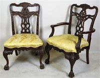 SET OF TEN CHIPPENDALE STYLE DINING CHAIRS