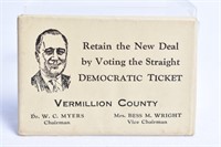 New Deal Magnet Roosevelt FDR Vermillion County