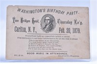 George Washington Birthday Party Invitation 1879
