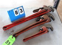 (3) Pipe Wrenches; 10", 18" & 24"