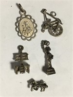 Group Of 5 Sterling Silver Charms