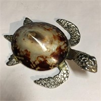 Silver Plate And Seashell Turtle Figurine