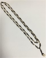 2 Strand Sterling, Marcasite & Faux Pearl Necklace