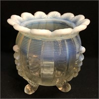 Opalescent Footed Glass Bowl