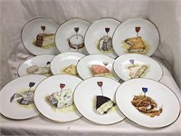 Set Of 12 French Porcelain Cheese Plates