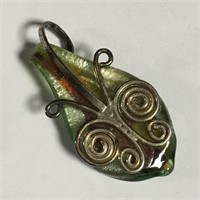 Art Glass And Silver Wire Pendant