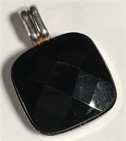 Sterling Silver And Black Stone Pendant