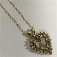 14k Gold Chain With 10k Gold & Diamond Pendant