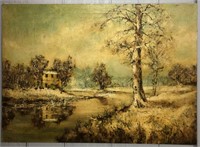 Oil On Canvas Landscape Signed C. Moody