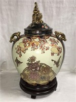 Oriental Porcelain Hand Decorated Jar With