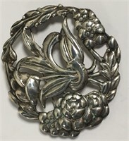 Sterling Silver Floral Broche