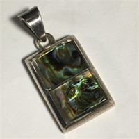 Taxco 950 Sterling & Abalone Pendant, D. Montero's