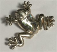 Sterling Silver And Abalone Frog Pendant
