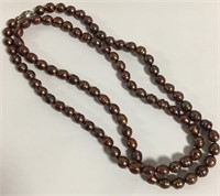 Brown Pearl Necklace With Sterling Clasp