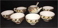 Oriental Hand Painted Porcelain Tea Pot Set
