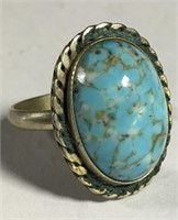 Sterling Silver And Blue Stone Ring