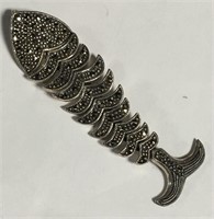 Sterling & Marcasite Articulated Fish Pendant