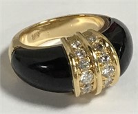 14k Gold, Black & Diamond Ring
