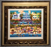 Framed Miami Beach Scene Print