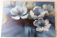 Large Blue Floral Canvas Print