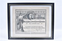 McKinley National Memorial Association Certificate