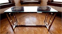 Modern Chrome & Glass Sofa Table