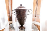 Decorative Metal Urn with Lid